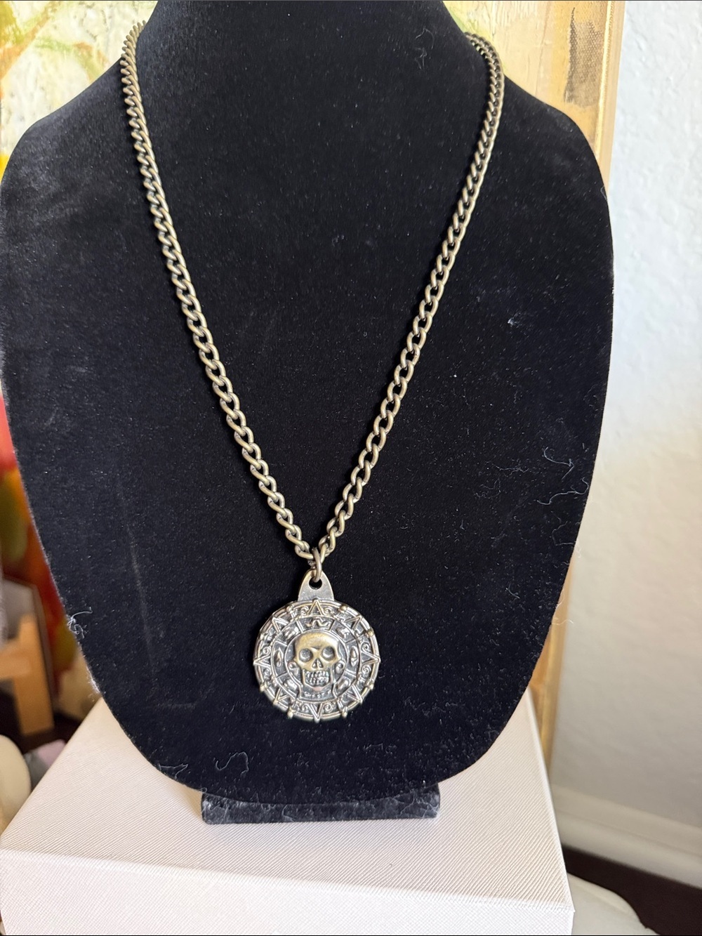 Pirates of the Caribbean Movie Aztec
Coin Medallion Skull Sun Charm
Necklace